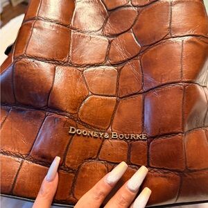 Dooney & Bourke Tan Croc-Embossed Shoulder Bag with wallet